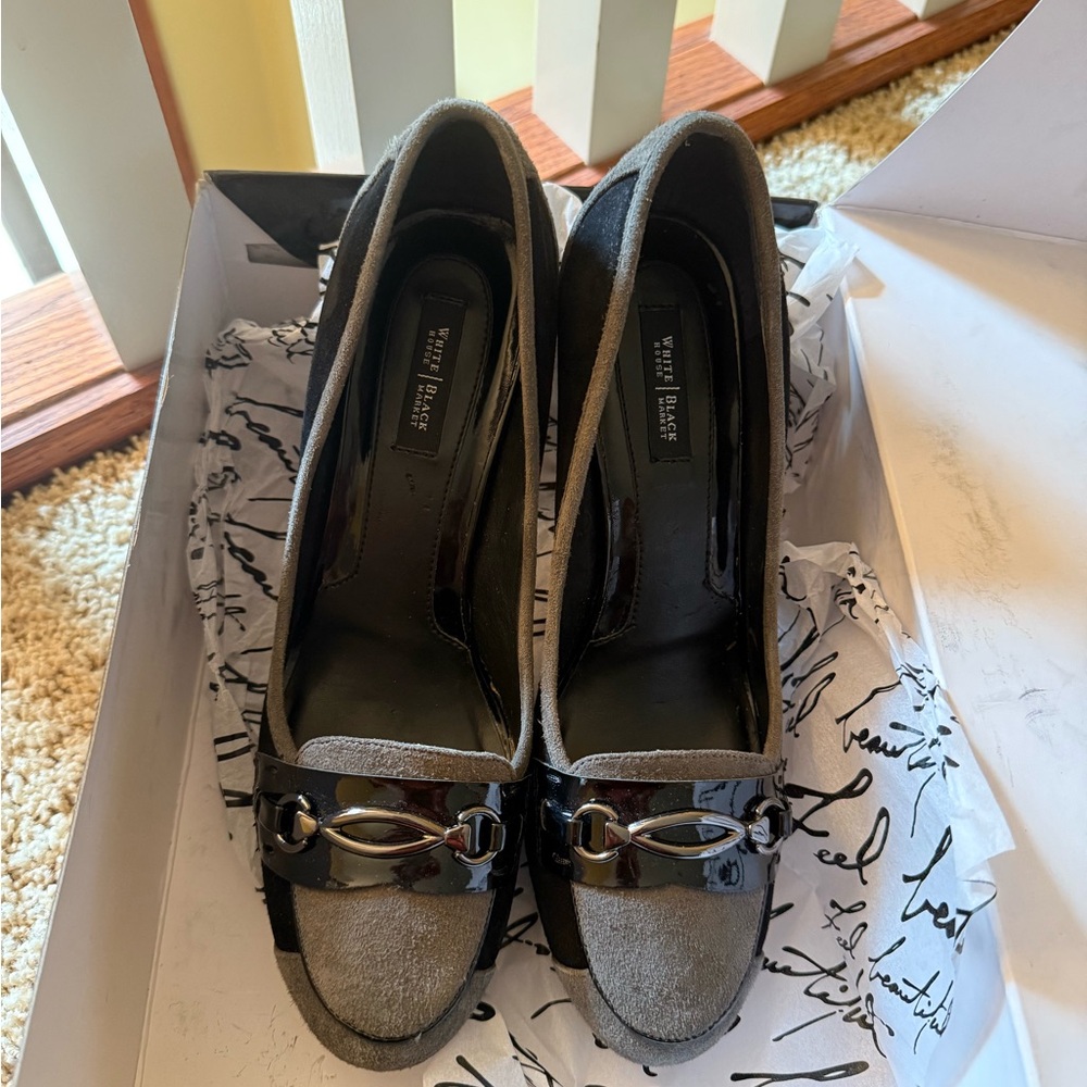White House Black Market Black and Gray Loafers